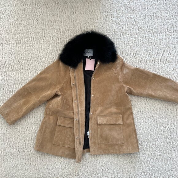 NWT Susanna Chow Raegan Suede Field Jacket in Hazelnut, Size L - Picture 6 of 7